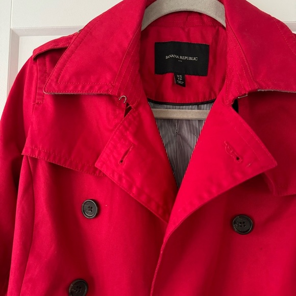 Banana Republic Pop Color Trench Coat Red size XS - Picture 6 of 13